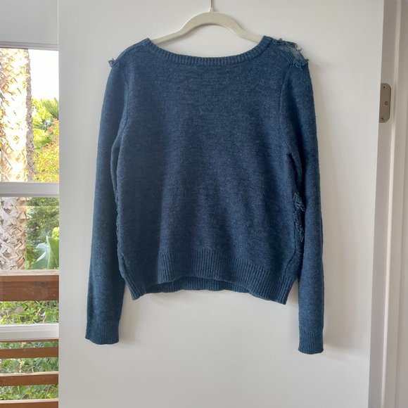 Anthropologie, Moth  Pullover Shaggy‎ Sweater in Teal, Size Medium - Picture 2 of 6